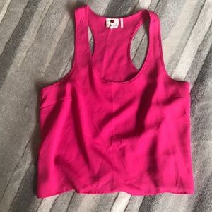 Pink cropped racerback tank top